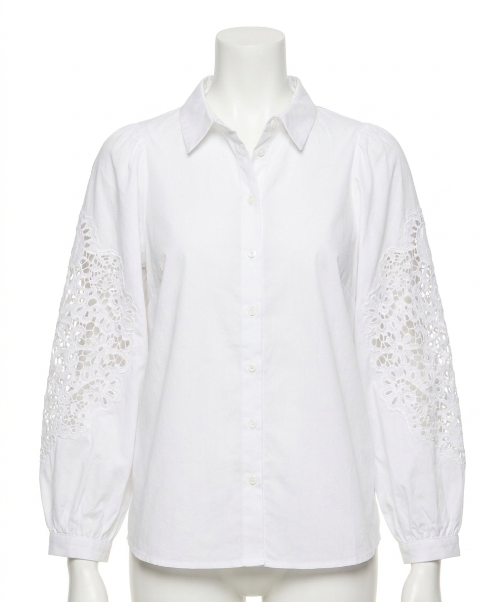 NEW ESQUALO wita lace sleeve blouse in white